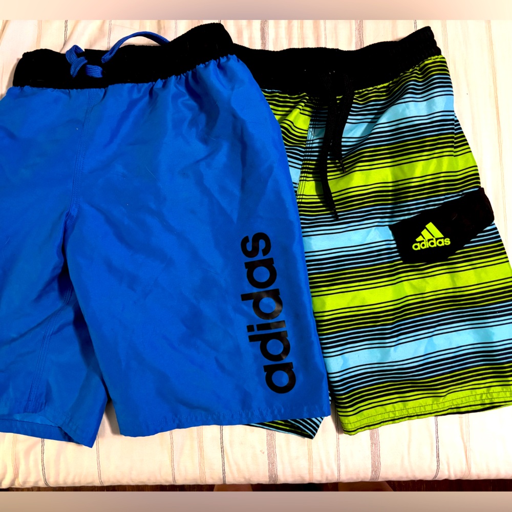 Adidas Blue and Green Athletic Shorts